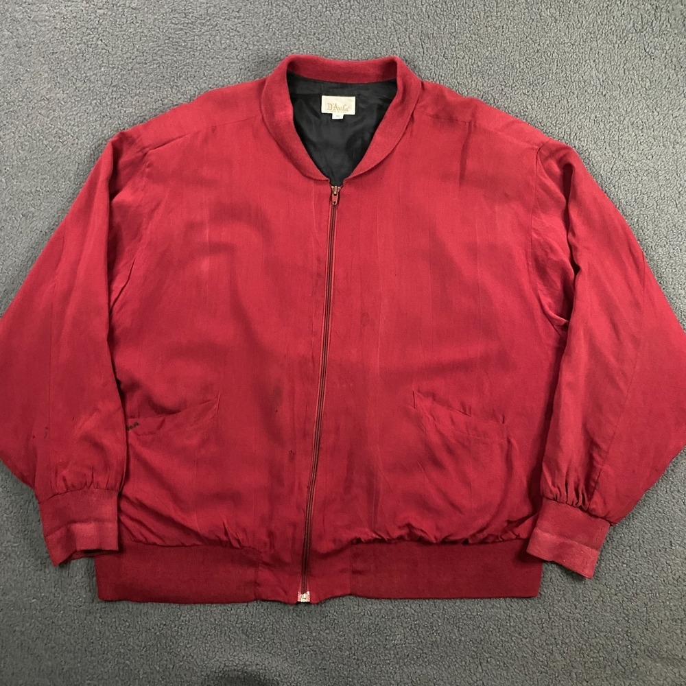 Vintage‎ D'Avila Jacket Mens XL Bomber full Zip Rayon Lined Rockabilly USA Made